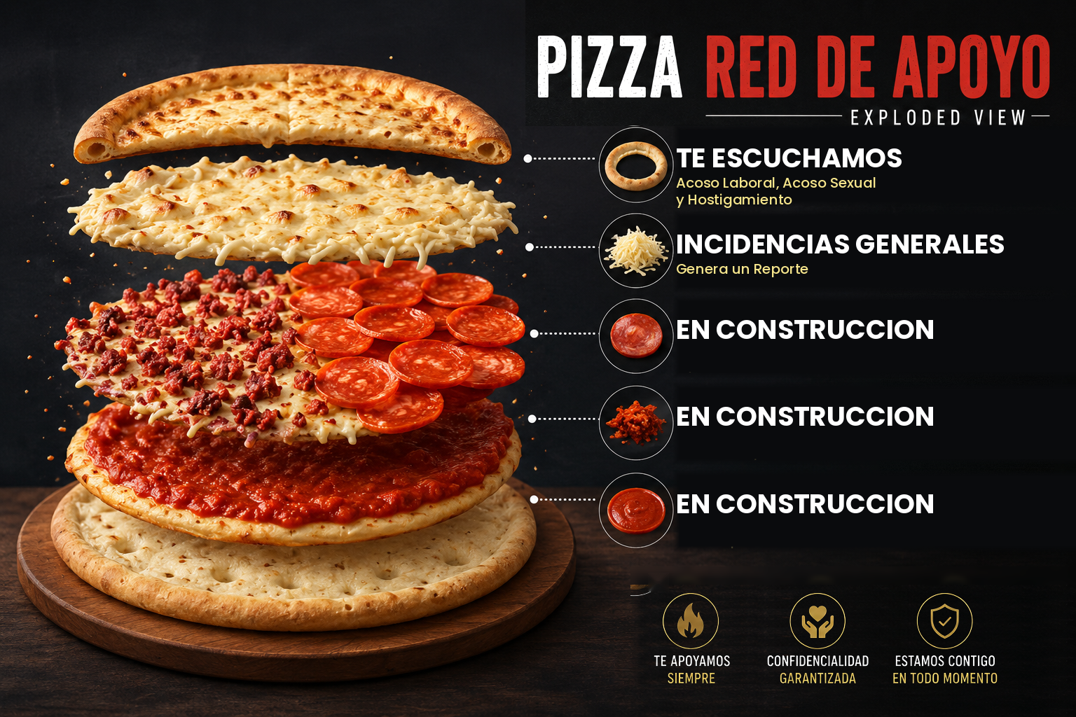 Pizza Red de Apoyo - Vista explosionada